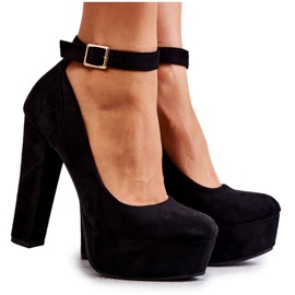 Escarpins en daim sur la plate-forme Rivia noire le noir