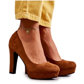 Escarpins Classiques En Daim Sur Talon Camel Soro brun