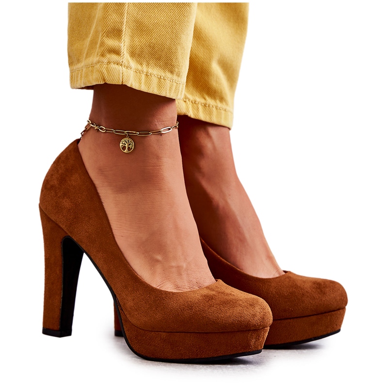 Escarpins Classiques En Daim Sur Talon Camel Soro brun
