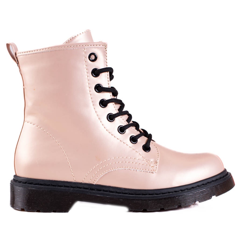 Bottines Shelovet femme beiges à lacets et reflets métallisés