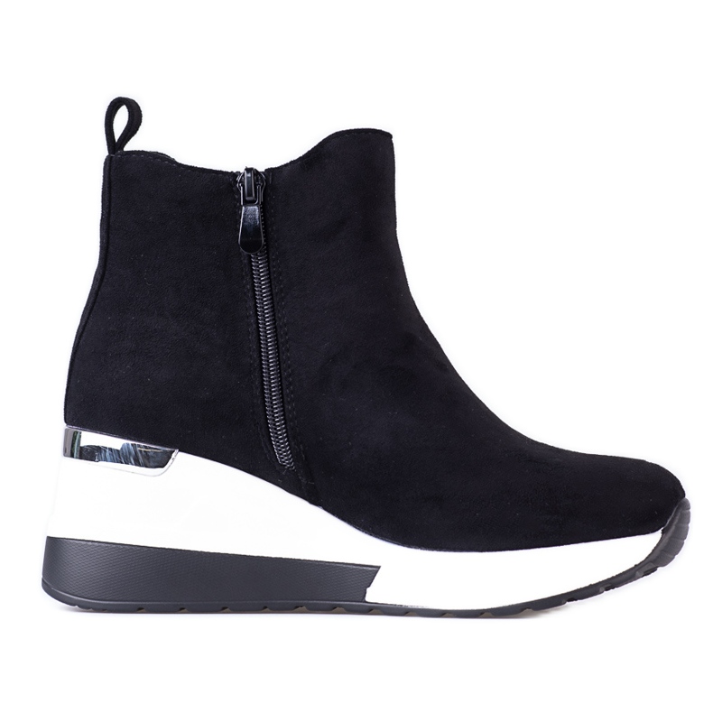 Bottes de sport pour femmes sur le coin Shelovet, en daim écologique le noir