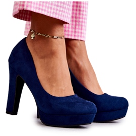 Escarpins classiques en daim à talon Navy Soro bleu