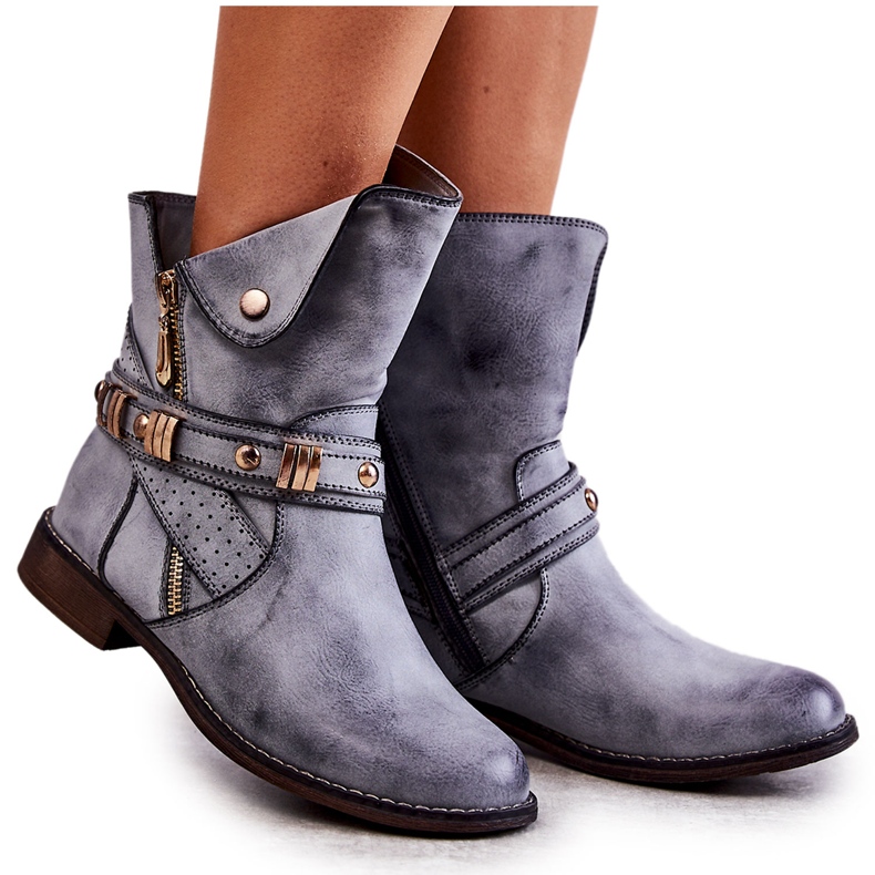 PG1 Bottes hautes pour femmes avec ornements Alisa bleus PG1 Bottes hautes pour femmes avec ornements Alisa bleus