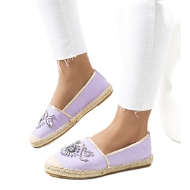 PA1 Espadrilles violettes avec zircons cubiques. PA1 Espadrilles violettes avec zircons cubiques.