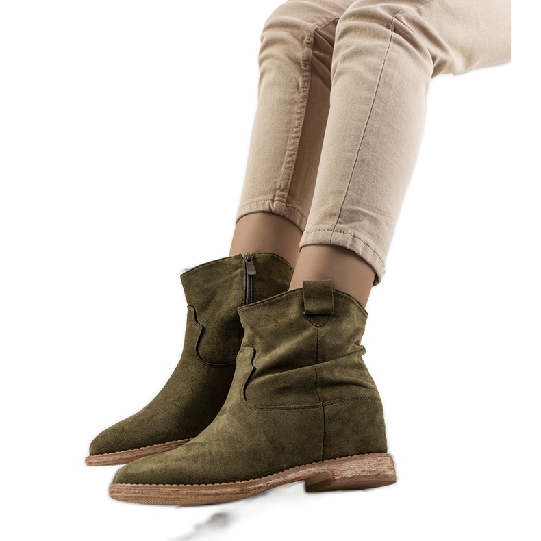 Bottes vertes sur un talon compensé intérieur Hunjet