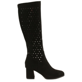 M.Daszyński Bottes Ajourées Sur Une Barre Noir SA156-10 le noir M.Daszyński Bottes Ajourées Sur Une Barre Noir SA156-10 le noir