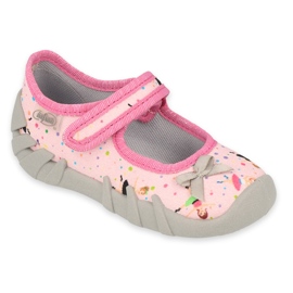 Chaussons enfants Befado 109P248 rose avec un nœud