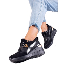 Vinceza Baskets compensées Potocki noires femme le noir