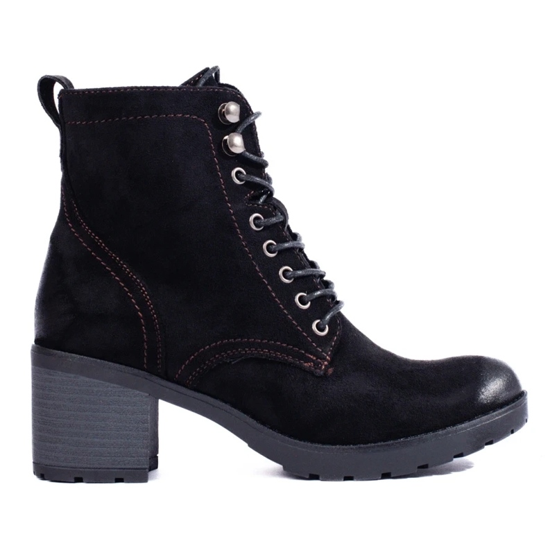 W. Potocki Bottes à lacets pour femmes à talons hauts Potocki en daim écologique le noir