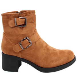 Bottines à talons larges Teoo Camel brun