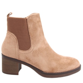 Bottines à talons larges Fill Beige