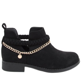 Bottines ajourées avec chaîne en Cupro Noir le noir