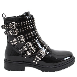 Boots laquées à clous Tatum Black Mirror le noir