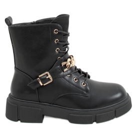 Bottes militaires avec une chaîne Atlantis PU / NOIR le noir