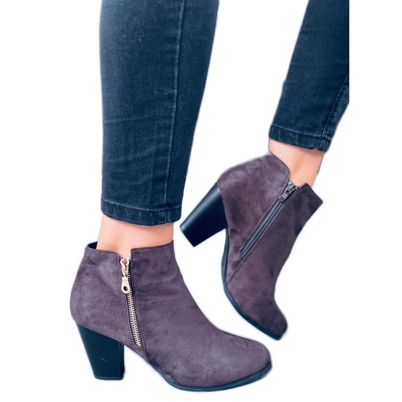 Bottes à talon en daim Antone Grey gris