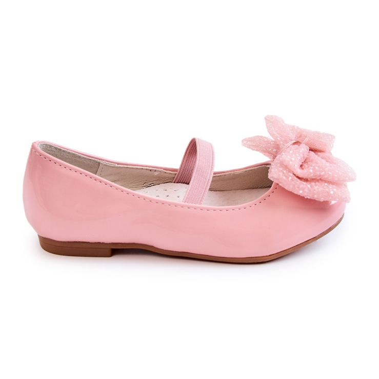 S.Barski Ballerines Enfant Laquées Avec Nœud Rose Zolly