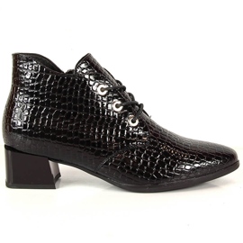 Bottines Vinceza cuir verni noir serpent femme