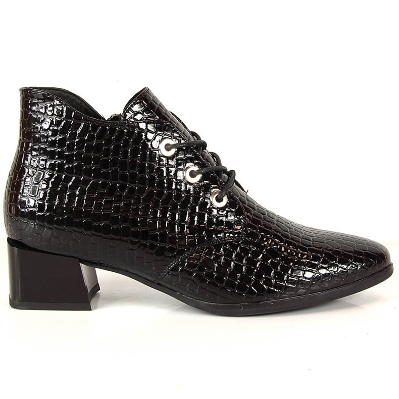 Bottines Vinceza cuir verni noir serpent femme le noir