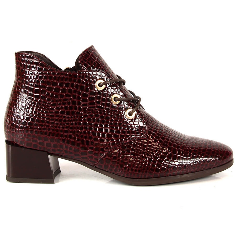 Bottes pour femmes en cuir verni serpent Vinceza bordeaux rouge