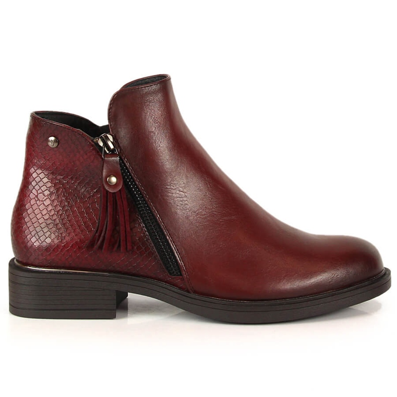 Bottines femme Jodhpur peau de serpent Vinceza bordeaux rouge