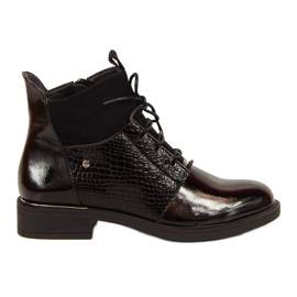 Bottines Vinceza cuir verni noir serpent femme