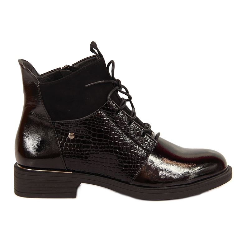 Bottines Vinceza cuir verni noir serpent femme le noir