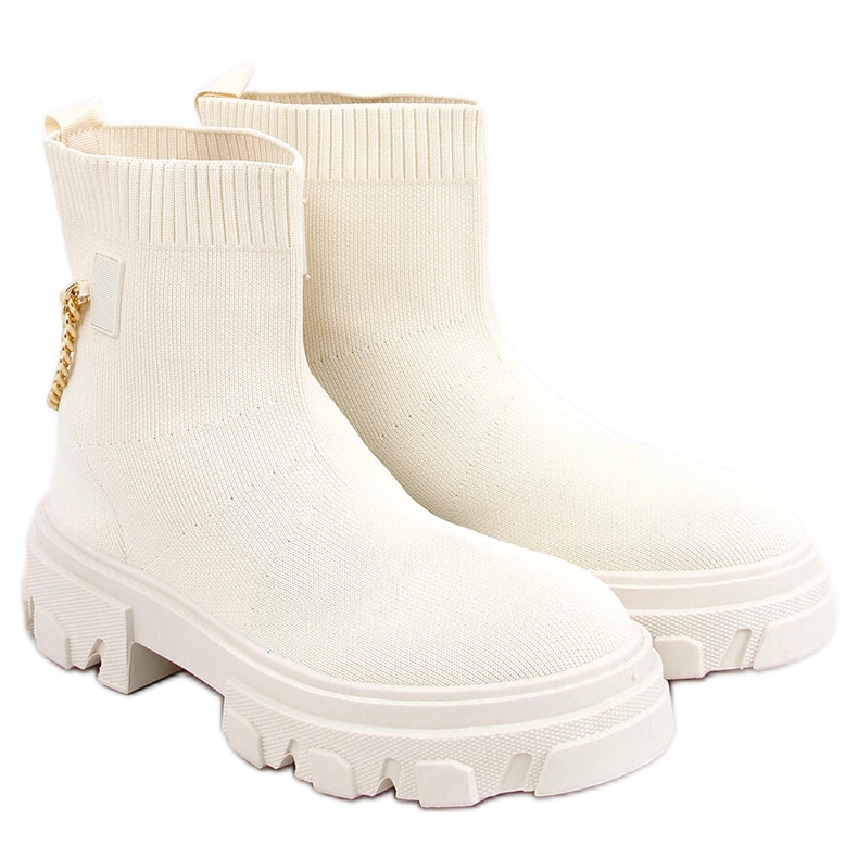 Bottines chaussettes avec chaîne Malana Beige Bottines chaussettes avec chaîne Malana Beige