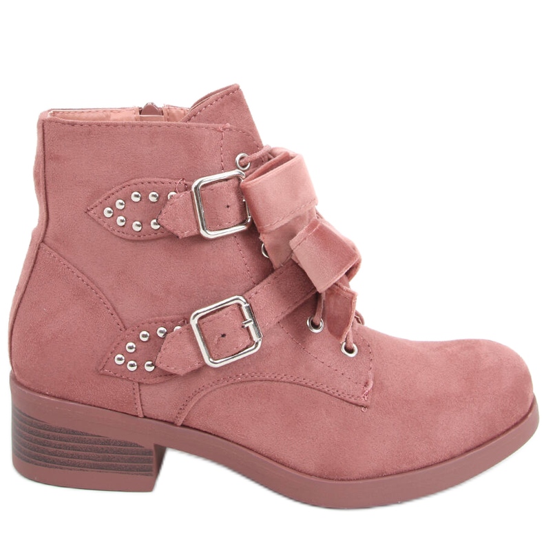 Bottines à lacets avec nœuds Lara Pink rose