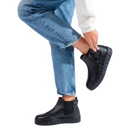 T.Sokolski Bottines Chelsea noires pour femme sur la plateforme Sokolski, en cuir naturel