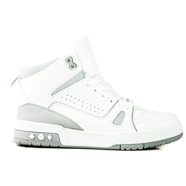 Baskets hautes à lacets Shelovet gris et blanc