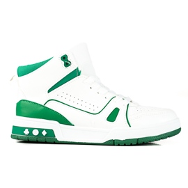 Baskets hautes à lacets Shelovet pour femmes vert et blanc