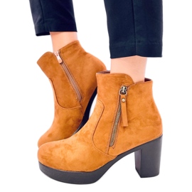 Bottines à talons hauts Americana Camel brun