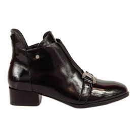 Boots femme Potocki laquées noires à boucle le noir