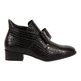 Boots femme Bottines Jodhpur avec nœud Potocki noir laqué