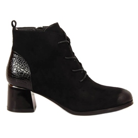 Bottes pour femmes isolées à lacets en éco-daim noir Potocki le noir