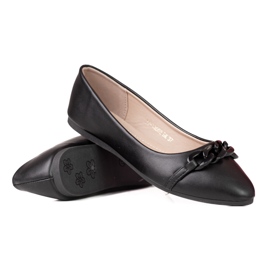 W. Potocki Ballerines pointues noires pour femme avec une chaîne Potocki le noir