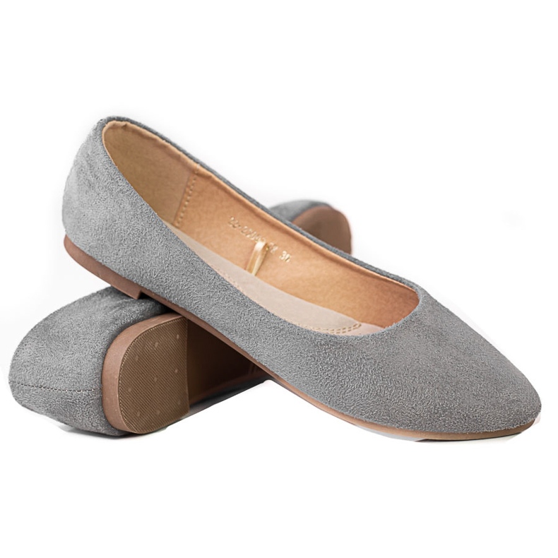 W. Potocki Ballerines Potocki grises pour femme en daim écologique