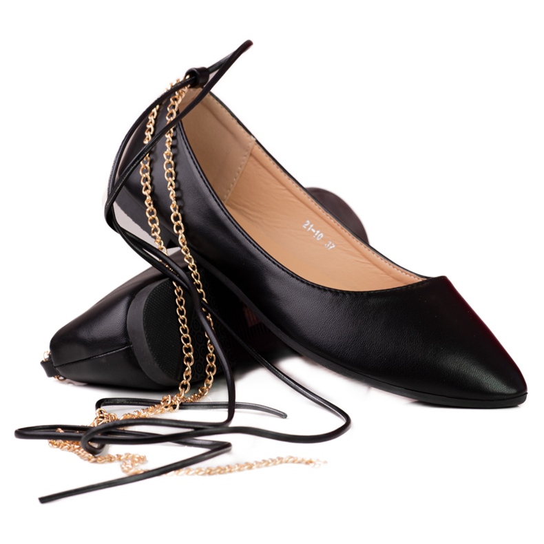 Ballerines Shelovet pour femmes noires avec chaînes le noir
