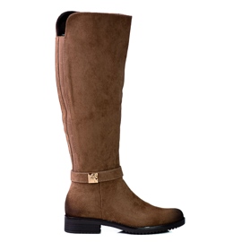 Bottes Vinceza confortables pour femmes en daim écologique marron brun