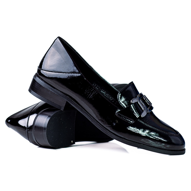 Mocassins classiques pour femmes avec chaîne Vinceza noir le noir