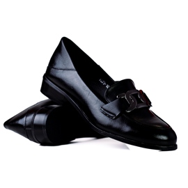 Mocassins pour femmes élégants avec une chaîne Vinceza noir