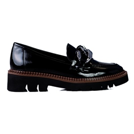 Mocassins pour femmes sur la plate-forme Vinceza en cuir verni noir