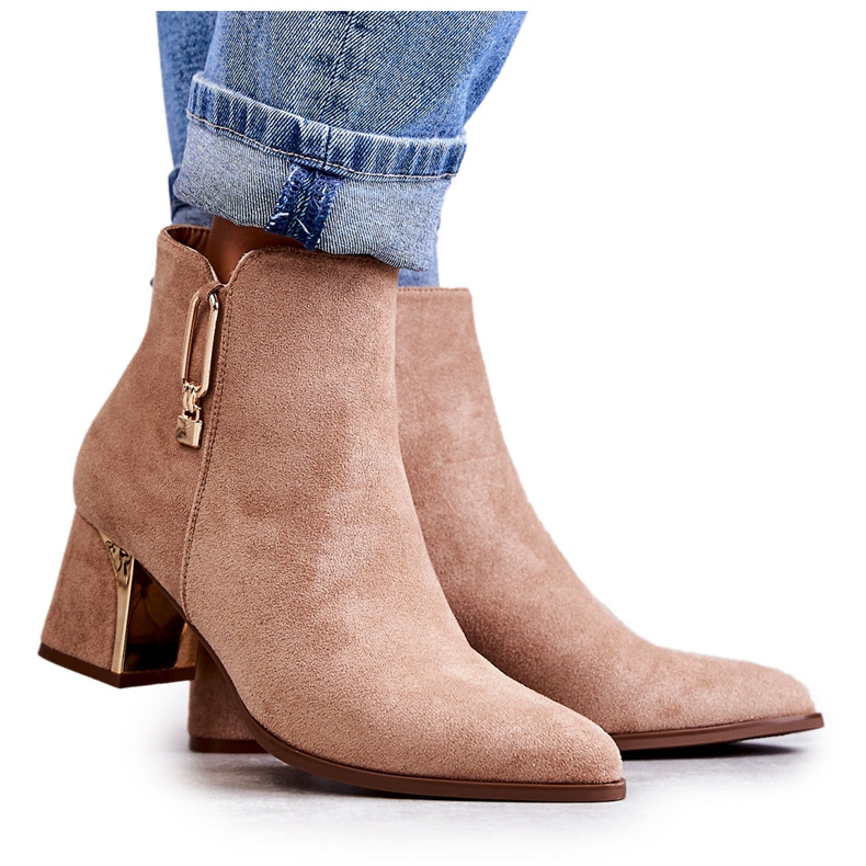 PS1 Bottines en daim sur tige avec décor Erine beige