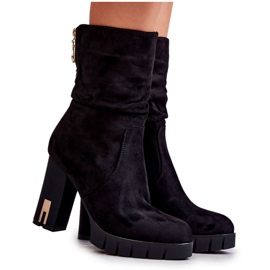 PG1 Bottes Hautes En Daim Sur Un Talon Noir Volter