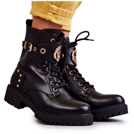 PG1 Boots Femme Cuir Clous Noir Leticia le noir