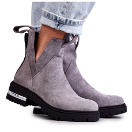 PS1 Bottines en daim gris Elvera avec découpes