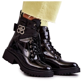 PG1 Bottes chaudes pour femmes laquées avec décoration Hayes noire