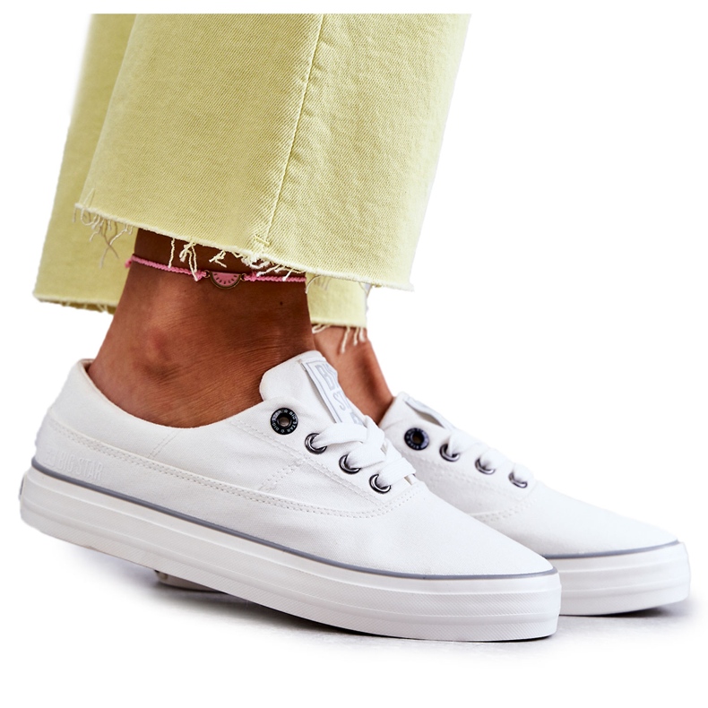 Baskets en tissu pour femmes Big Star KK274017 Blanc blanche