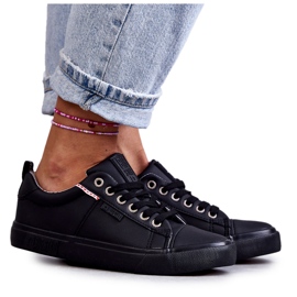 Baskets basses en cuir pour femmes Big Star KK274006 Noir