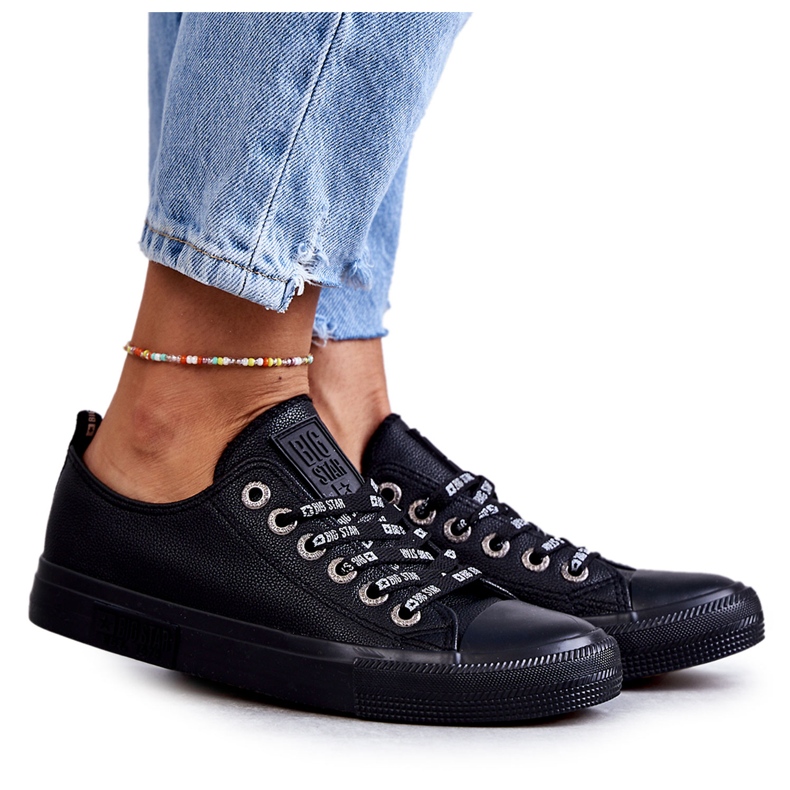 Baskets en cuir pour femmes Big Star KK274106 Noir le noir